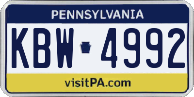 PA license plate KBW4992