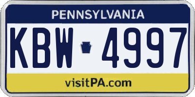 PA license plate KBW4997