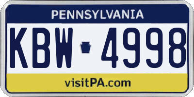 PA license plate KBW4998