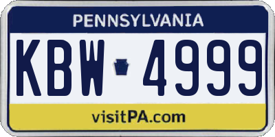 PA license plate KBW4999