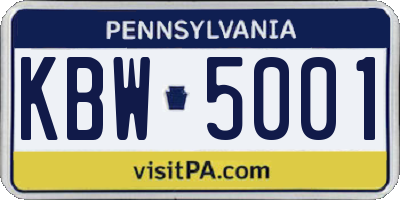 PA license plate KBW5001