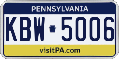 PA license plate KBW5006