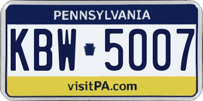 PA license plate KBW5007