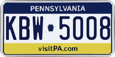 PA license plate KBW5008