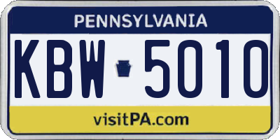 PA license plate KBW5010