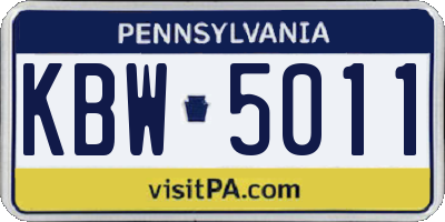 PA license plate KBW5011