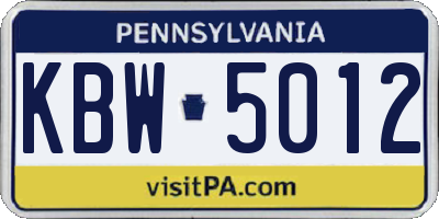 PA license plate KBW5012