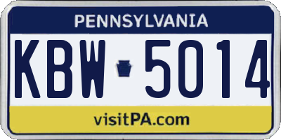 PA license plate KBW5014