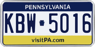 PA license plate KBW5016