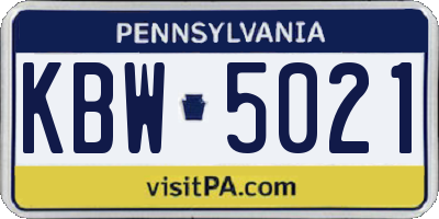 PA license plate KBW5021