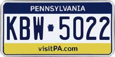 PA license plate KBW5022