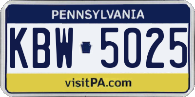PA license plate KBW5025