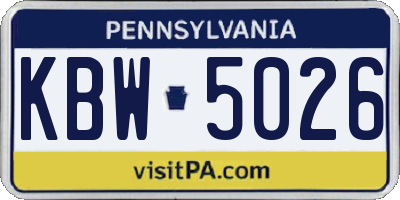 PA license plate KBW5026