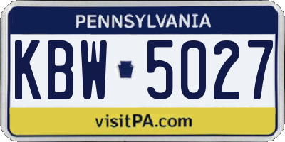PA license plate KBW5027