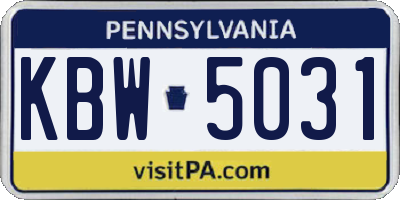 PA license plate KBW5031