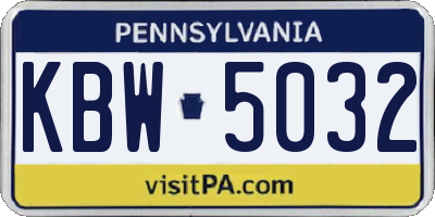 PA license plate KBW5032