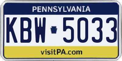 PA license plate KBW5033
