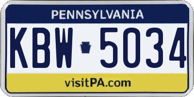 PA license plate KBW5034