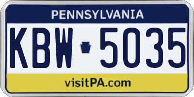 PA license plate KBW5035