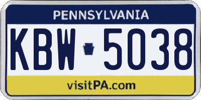 PA license plate KBW5038