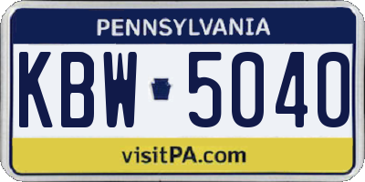 PA license plate KBW5040