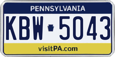 PA license plate KBW5043