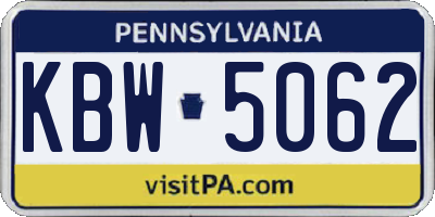 PA license plate KBW5062