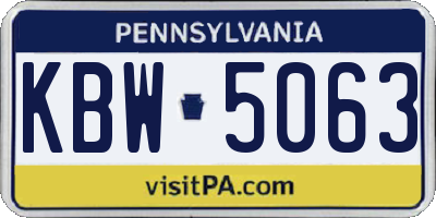 PA license plate KBW5063