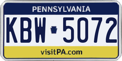 PA license plate KBW5072