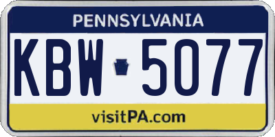 PA license plate KBW5077