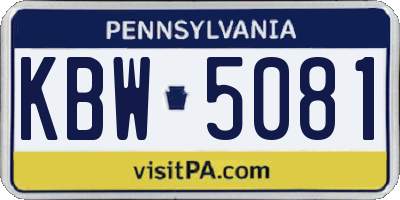 PA license plate KBW5081