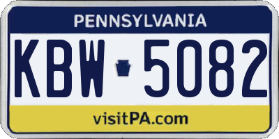 PA license plate KBW5082