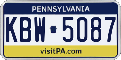PA license plate KBW5087