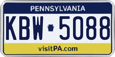 PA license plate KBW5088