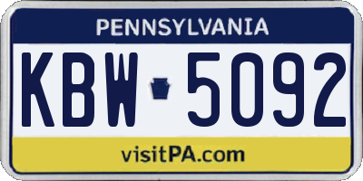 PA license plate KBW5092