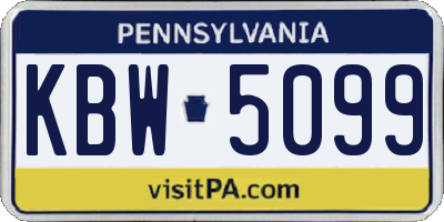 PA license plate KBW5099