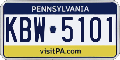 PA license plate KBW5101