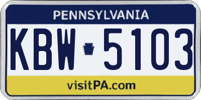 PA license plate KBW5103