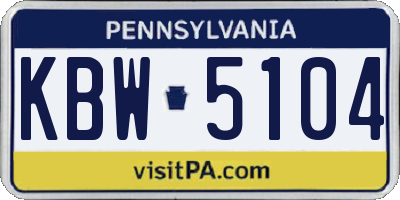 PA license plate KBW5104