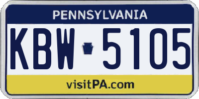 PA license plate KBW5105