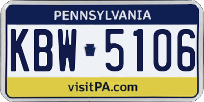 PA license plate KBW5106