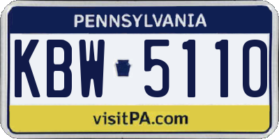 PA license plate KBW5110