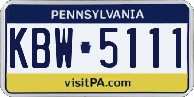 PA license plate KBW5111