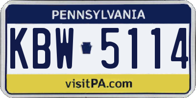 PA license plate KBW5114