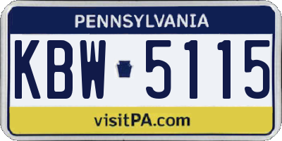 PA license plate KBW5115