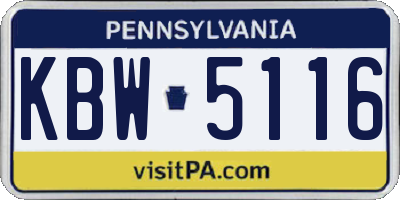 PA license plate KBW5116