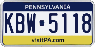 PA license plate KBW5118