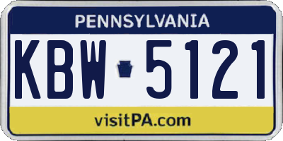 PA license plate KBW5121