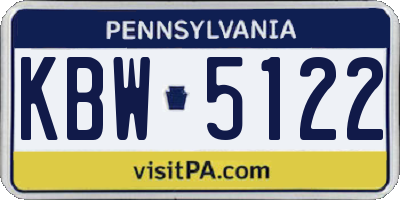 PA license plate KBW5122