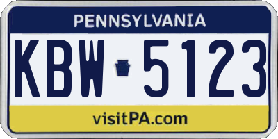 PA license plate KBW5123
